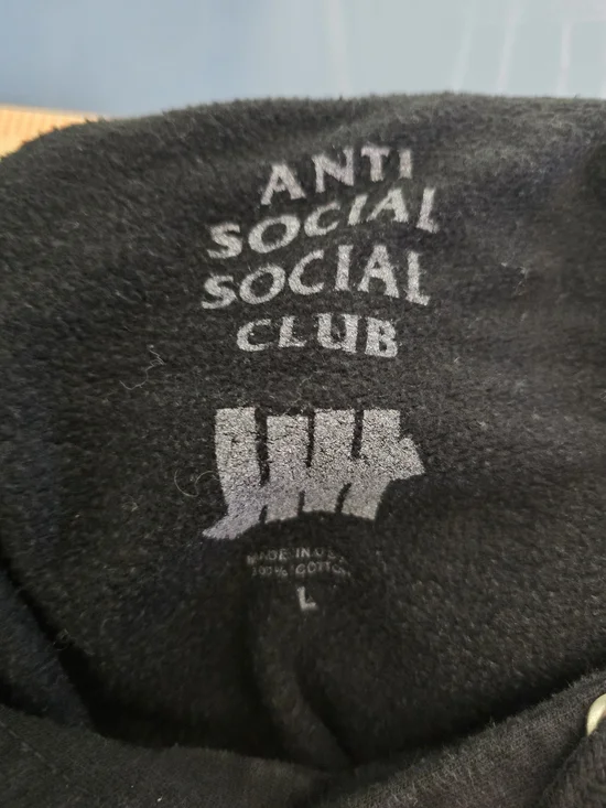 Anti Social Social Club x Undefeated Paranoid Hoodie Black Streetwear Mens L - Picture 3 of 8